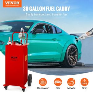 Red Fuel Caddy 30 Gallon 4 Wheels Manual Transfer Pump <b>Gasoline</b> Storage Tank For Cars Lawn Mowers Boats Industrial Use - Product Image 5