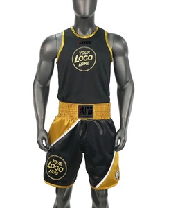 Compre pantalones cortos uniformes de boxeo impresos por sublimación transpirables ligeros y personalizados al por mayor conjunto de tejido de poliéster - Product Image 1