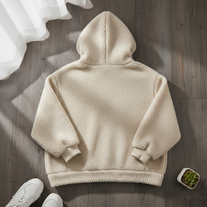 New Arrival Winter Fashion Streetwear Loose Fit <b>Teddy</b> Fleece <b>Hoodie</b> Denim Patchwork Front Pocket 3D Embroidery Sweatshirt for - Product Image 2