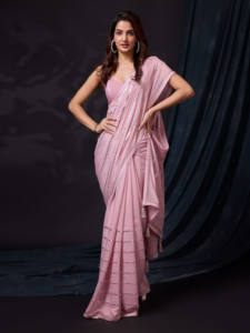Trendmalls Unstitched Pink <b>Chocolate</b> Silk Saree Women Casual <b>Wedding</b> Mirror Work Embroidery Real Wholesale Price Indian Regular - Product Image 5