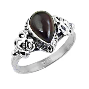 14K Yellow Gold <b>Black</b> Gemstone <b>Ring</b> with Rhodium Plating 925 Silver Geometry-shaped <b>Men's</b> Fine Jewelry Gift for Women - Product Image 3
