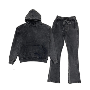 Survêtement unisexe personnalisé délavé à l'acide Pantalon de survêtement et survêtement à capuche délavé pour femmes Slim Fit - Product Image 2