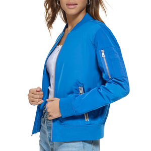 Blouson bomber pour femme uni, coupe décontractée, manches longues, en coton tricoté et toile, coupe-vent, chaud et respirant pour l'hiver - Product Image 6