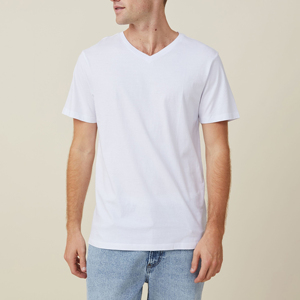 T-shirts pour hommes de la meilleure qualité, polyester/coton peigné, respirant, col en V, manches courtes, logo personnalisé, motif en gros - Product Image 1