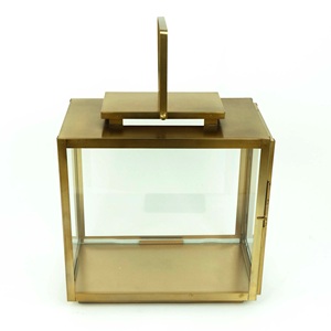 Hot Selling Glass & Stainless Steel Square <b>Lantern</b> With Handle Black <b>Silver</b> Colour New <b>Lantern</b> for Christmas & Garden Decoration - Product Image 5