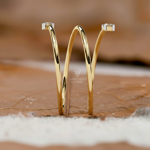 Bague spirale tendance pour femme en or massif 14K/18K avec diamant de laboratoire, design à trois tours, cadeau d'anniversaire - Product Image 2