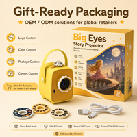 Projecteur Mignon à Grandes Yeux pour Enfants, Machine à Histoires Bluetooth, Batterie 8H, Arrêt Automatique, Protection des Yeux