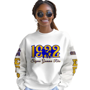 Sweat-shirt à col rond en polaire doux Sigma Gamma Rho 1922 Bleu Or Vêtements grecs de sororité Pull pour femmes Tenue d'hiver - Product Image 4