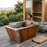 Baignoire de cryothérapie nordique en cèdre rouge massif pour salles de sport, centres de retraite, clubs, spa de bien-être extérieur et jardin