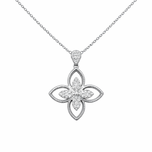 Lab Grown Diamond Floral Grace Diamond Pendant <b>Necklace</b> in 18K Pure Solid <b>Gold</b> Elegant Flower Design Fine Jewelry for Women Gift - Product Image 5