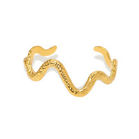 Bracelet jonc texturé en acier inoxydable plaqué or 18 carats, manchette minimaliste anti-ternissement pour usage quotidien, bijou de bureau, cadeau