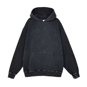 Sweat à capuche d'hiver vintage et décontracté pour hommes et femmes, coton délavé à l'acide, coupe régulière, impression numérique, polaire - Product Image 1
