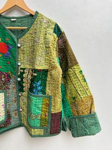 เสื้อแจ็กเก็ตผ้าฝ้ายปักลายดอกไม้สำหรับผู้หญิงเสื้อคลุมฤดูหนาวสั้นหนังงูถักฤดูร้อน - Product Image 3