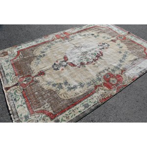 Alfombra turca Vintage Beige rojo 6x9ft área grande diseño de retazos de lana látex para pasillo dormitorio forma Rectangular habitación cabecera - Product Image 4