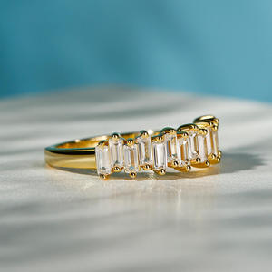 Jeulia Moissanite <b>Ring</b>-<b>Emerald</b> Cut Sterling Silver Women's <b>Band</b> - Product Image 5