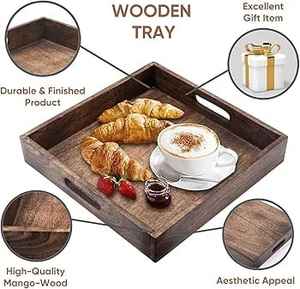 จานเสิร์ฟถาดไม้พิมพ์ลายทำจากไม้ทำในอินเดีย - Product Image 3