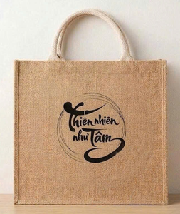 Bolsa de Yute Ecológica Reutilizable con Logotipo Personalizado Impreso y Laminado, con Asa de Bambú, Solución de Compras Sostenible, Envío Rápido, En Stock - Product Image 1