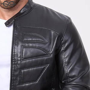 Men's Motorcycle PU Leather <b>Jackets</b> Stand Collar Biker Windbreaker Zip up Slim Fit Outerwear Stylish Durable Protection - Product Image 6