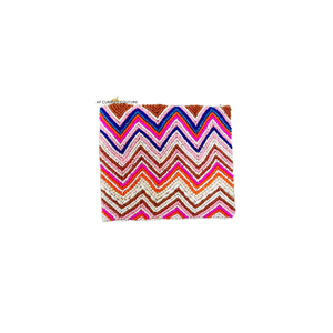 Monedero con Cremallera de Líneas en Zig Zag con Cuentas Hechas a Mano, Bolsa de Cuentas de Colores, Tendencia de Moda, Crepé Puro, Uso Diario Informal - Product Image 1