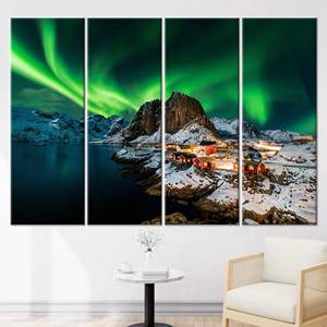 ภาพพิมพ์บนผ้าใบลายแสงเหนือ - งานศิลปะติดผนังแบบเรียบหรู,4P: ห่อหุ้มอย่างดี - Product Image 1