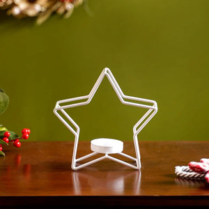 Juego de bandeja de tarro de vela de taza vacía de estrella de árbol de Navidad de Metal dorado como decoraciones para el hogar pintura en polvo portavelas de Navidad - Product Image 4