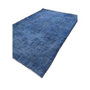 Alfombra de Lana Azul Vintage Hecha a Mano, Modelo Pae-2702, Nueva, Rectangular, Abstracta, para Sala de Estar, Pasillo, Color Sólido, Anudada a Mano - Product Image 2