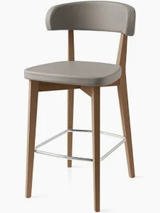 Tabouret fixe moderne avec structure en bois de hêtre massif et assise rembourrée en tissu. Écologique. Durable et élégant pour les comptoirs de cuisine - Product Image 2