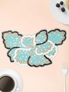 เสื่อผ้าปักลูกปัดสีเขียวทะเลสำหรับตกแต่งโต๊ะในห้องครัว - Product Image 5