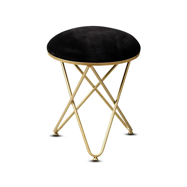 Design personnalisé en métal, fer, velours noir Table de bar et d'appoint de 17 pouces Mobilier de table de salon Table ronde en velours de luxe moderne