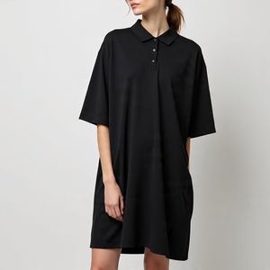 เสื้อโปโลทรงหลวมเปิดไหล่สำหรับผู้หญิงเสื้อโปโลผ้าคอตตอนผ้าโพลีเอสเตอร์แนว100% สำหรับใส่ในฤดูร้อน - Product Image 4