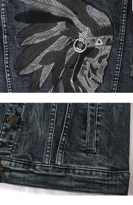 Brand New Custom Made Autumn Winter Gradient Denim Jacket Men American Washed Distressed Plain <b>Short</b> Lapel Denim Jacket <b>For</b> Men - Product Image 6