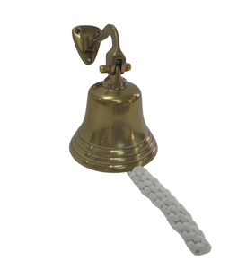Campana Náutica de barco marino de tendencia con mango de cuerda blanca, superventas, campana de pared de latón colgante, campanas decorativas de diseño antiguo - Product Image 1