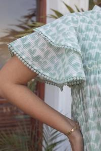 Vestido corto de algodón con bloque de mano indio, vestido de fiesta con estampado floral, vestido personalizado para novia, regalo de boda, vestido de luna de miel, regalo para ella - Product Image 3