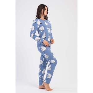 Conjunto de Pijama KADIN P.SUPREM O YAKA UZUN KOL ETEGI OVAL - AZUL MARINO CLARO - AZUL MARINO CLARO - Product Image 3