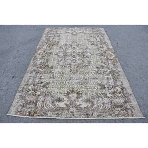 Tapis Turc Fait Main Vintage Beige Vert 5.4 X 8.6ft Style Classique Rectangle Couloir Motif pour Salon Chambre Chevet 4m - Product Image 1