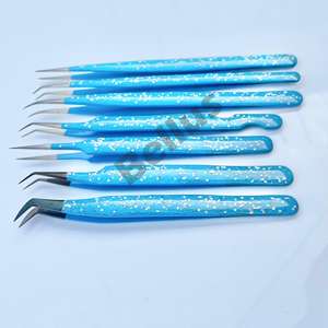 Pinzas de extensión de pestañas con etiqueta privada a granel, pinzas para pestañas con logotipo personalizado, accesorios, herramientas, suministro OEM de acero inoxidable - Product Image 1