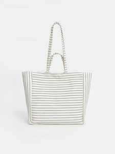 OEM ODM Private Label Custom Logo Women's Black Striped Canvas <b>Beach</b> Tote <b>Bag</b> <b>Large</b> Capacity Shopping Travel Shoulder <b>Bag</b> - Product Image 2