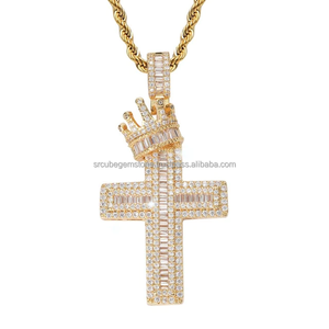 Eminent personalizado Unisex Cross Hip Hop diamante colgante laboratorio cultivado oro amarillo corte redondo IGI certificado VVS claridad chapado en oro - Product Image 3