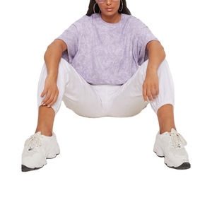 Camisetas de Manga Corta para Mujer, Ajustadas, de Algodón y Poliéster, Lavado Ácido, Impresión Digital Personalizada, Secado Rápido, Transpirables, para Verano - Product Image 2