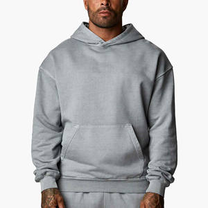 Sudaderas deportivas de lana sólida para hombre, sudaderas con capucha, sudaderas transpirables de poliéster y algodón con estampado liso, sudaderas con capucha antiretráctiles - Product Image 1