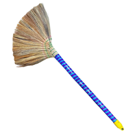 Balai miniature classique en fibres végétales naturelles, poils en herbe, manche en bois, écologique, léger, outil de nettoyage domestique pour sols et meubles