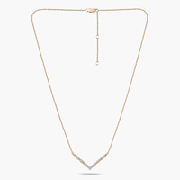 Collier unisexe en or 14 carats massif pur, en forme de V, avec diamant de laboratoire certifié taille baguette de 0,33 ct, collection V.B Arts Minimalist, 18 pouces