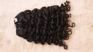 Extensión de cabello Remy indio virgen rizado profundo marrón natural, cabello de templo dibujado doble, trama de cabello humano procesado con henna - Product Image 2