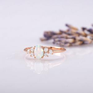 Opale pierre précieuse bague bijoux pour femmes argent Boho Style bijoux 925 argent Sterling tendance à la main bague cadeau pour elle - Product Image 1