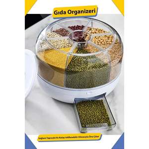 Organizador Multiusos Giratorio 360° de 6 Piezas, Plástico Gris, Tamaño Único, para Alimentos y Legumbres Secas, Hecho en Turquía - Product Image 4