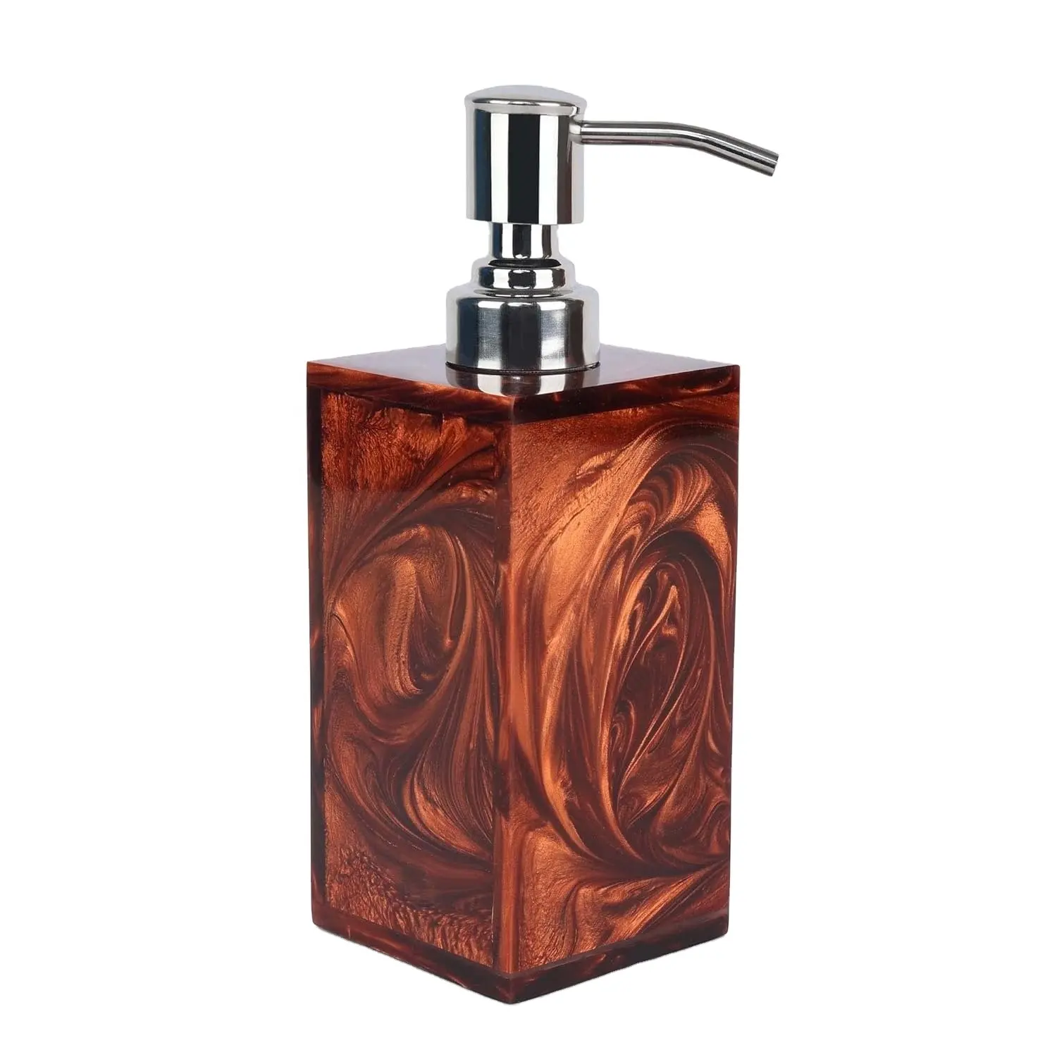 High-Quality Handmade Indian Square Resin Dark Brown Bathroom Soap Dispenser Bottle for Home