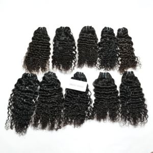 Paquets de tissage de cheveux humains vierges bruts indiens non transformés Remy Machine naturelle Double trame lâche extensions de vague profonde - Product Image 1