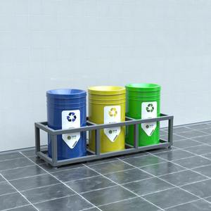 Juego de 3 piezas de pavo con tapa abierta, cilindro de reciclaje, cubo de basura, recolección de residuos metálicos para interiores a pequeña escala sin tapa - Product Image 5