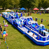 Parcours d'obstacles gonflable commercial en PVC robuste, taille personnalisée, pour la location événementielle