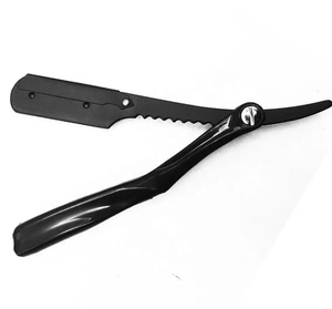 2024 Style japonais gros hommes barbe rasage demi-lame personnalisé barbier rasoir acier inoxydable bleu - Product Image 4